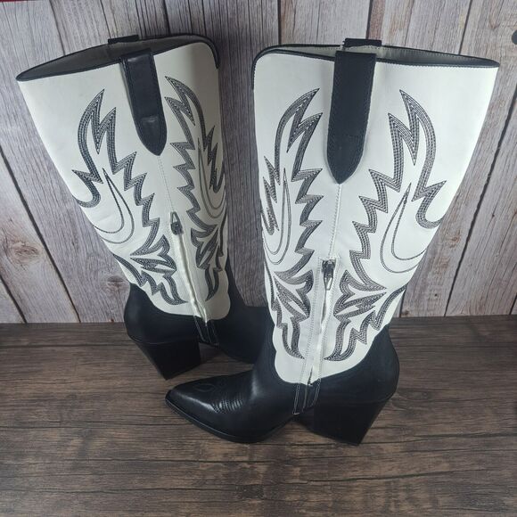 Dolce Vita Blanch Western Cowboy Boots Women's Sz 9.5 Black White 3"Heel (GUC) - Picture 5 of 11